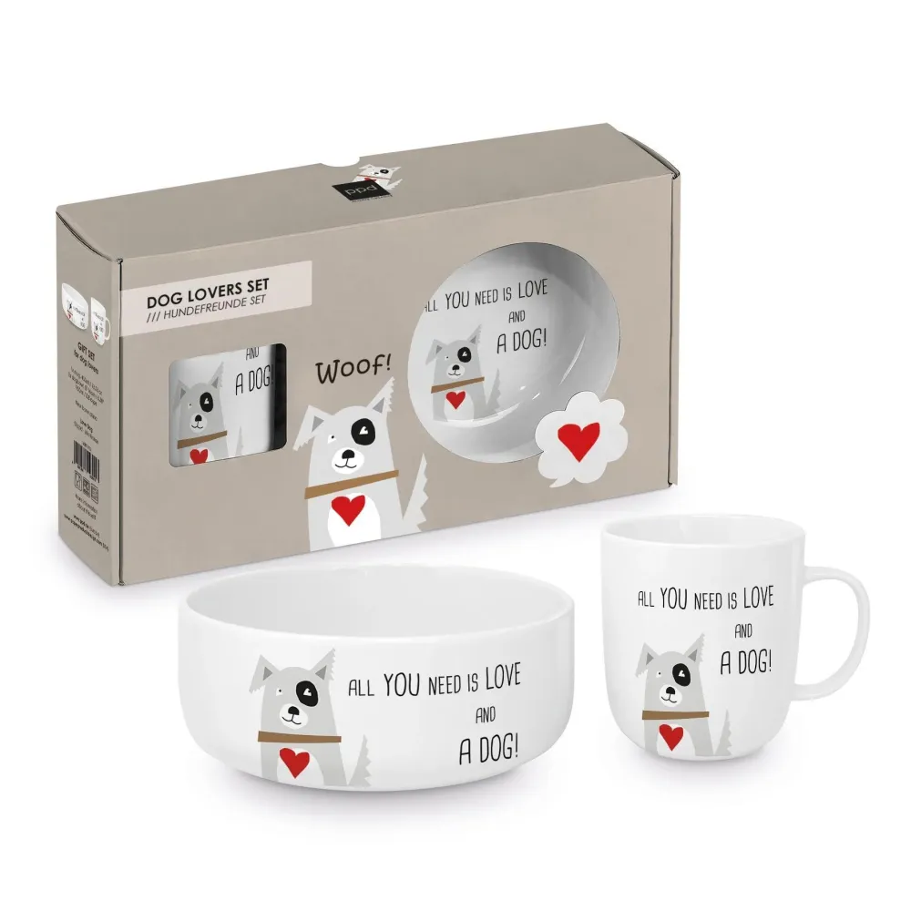 PPD Love Dog Set koffietas + voederbak
