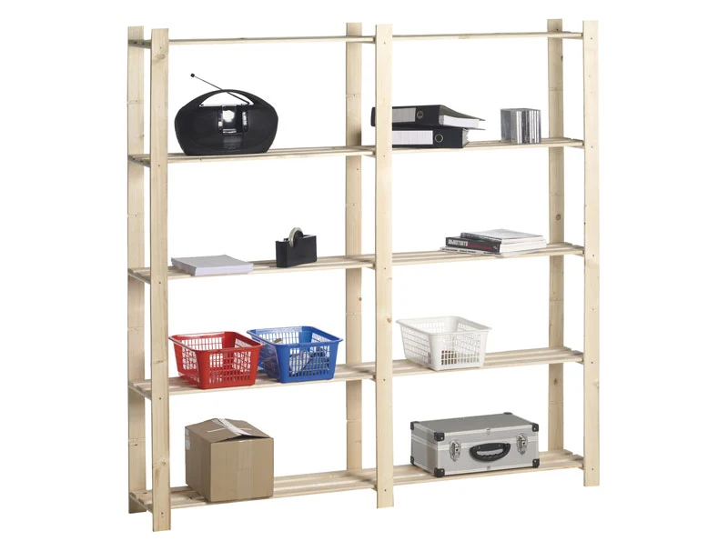 Houten rek dubbel 4 planken PRACTO HOME