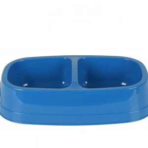 Voederbak dubbel plastiek blauw PRIFIX shop
