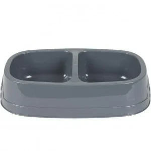 Voederbak dubbel plastiek grijs PRIFIX shop