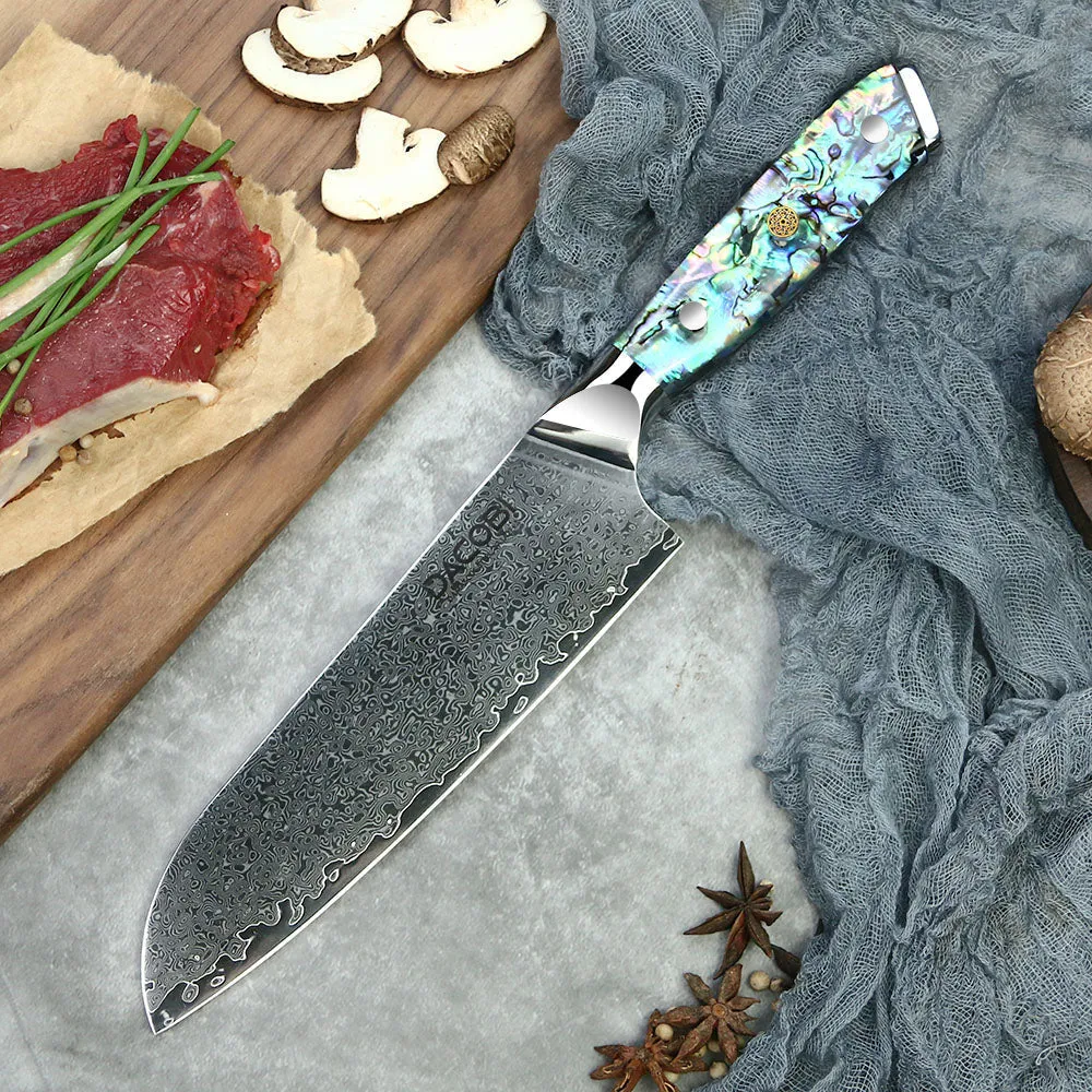Professioneel Santoku mes C23, Damascus staal 67 lagen
