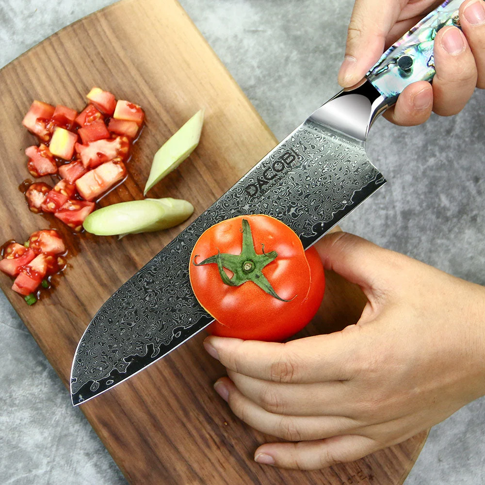Professioneel Santoku mes C23, Damascus staal 67 lagen