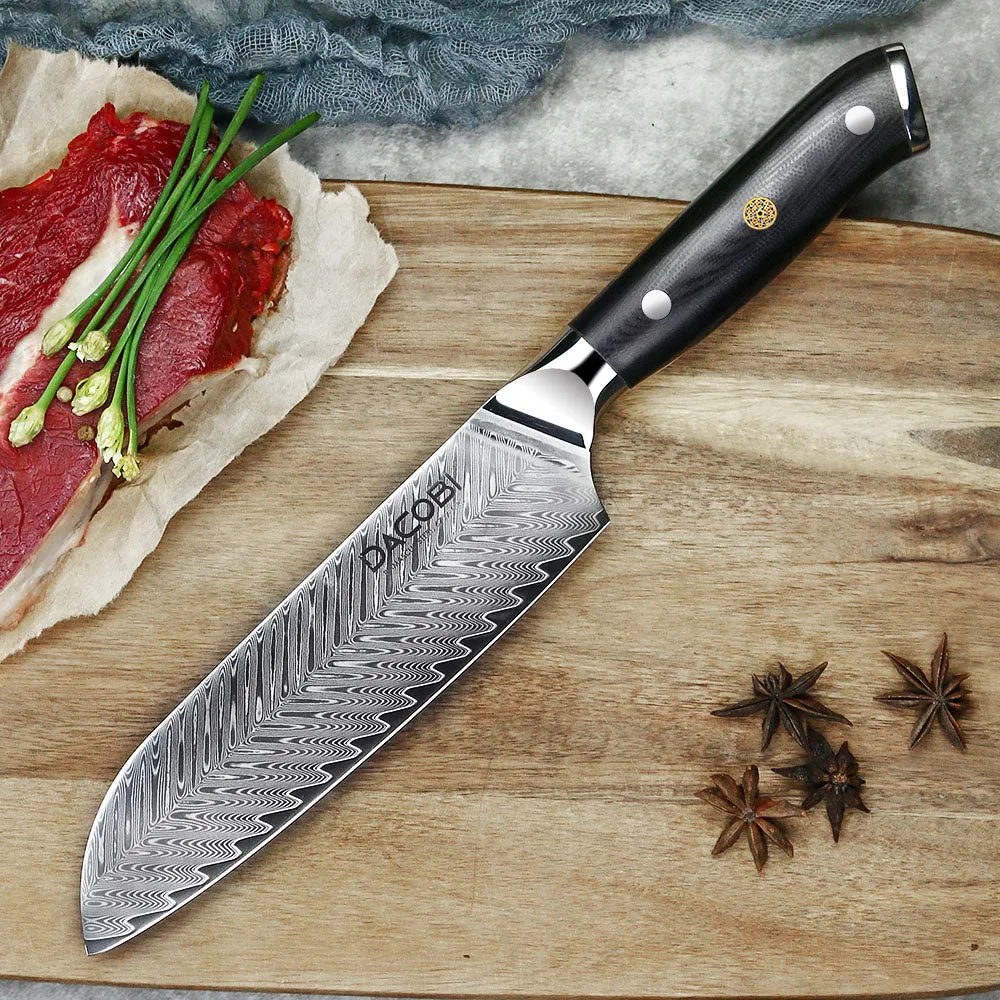 Professioneel Santoku mes C26, Damascus staal 67 lagen