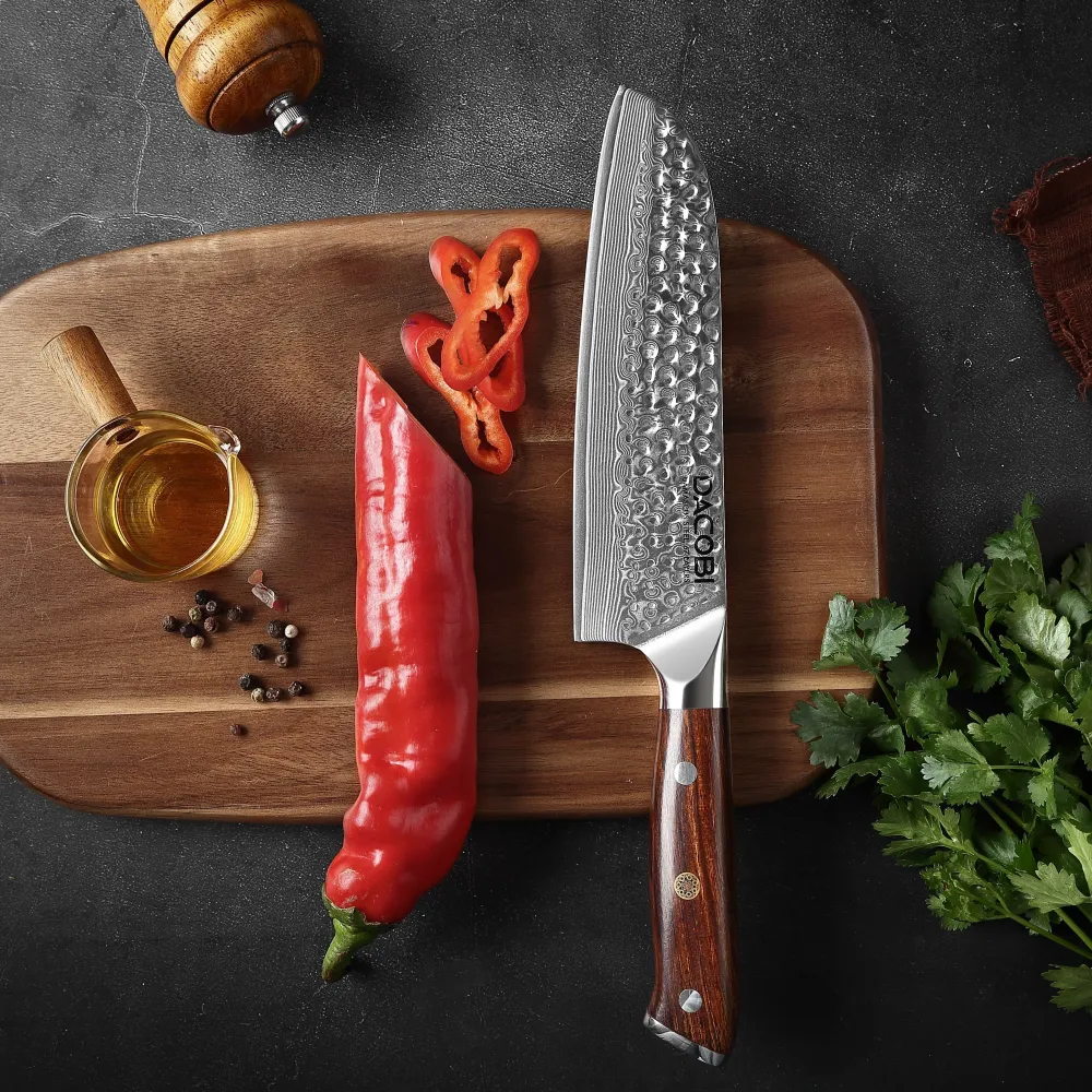 Professioneel Santoku mes C39, Damascus staal 67 lagen