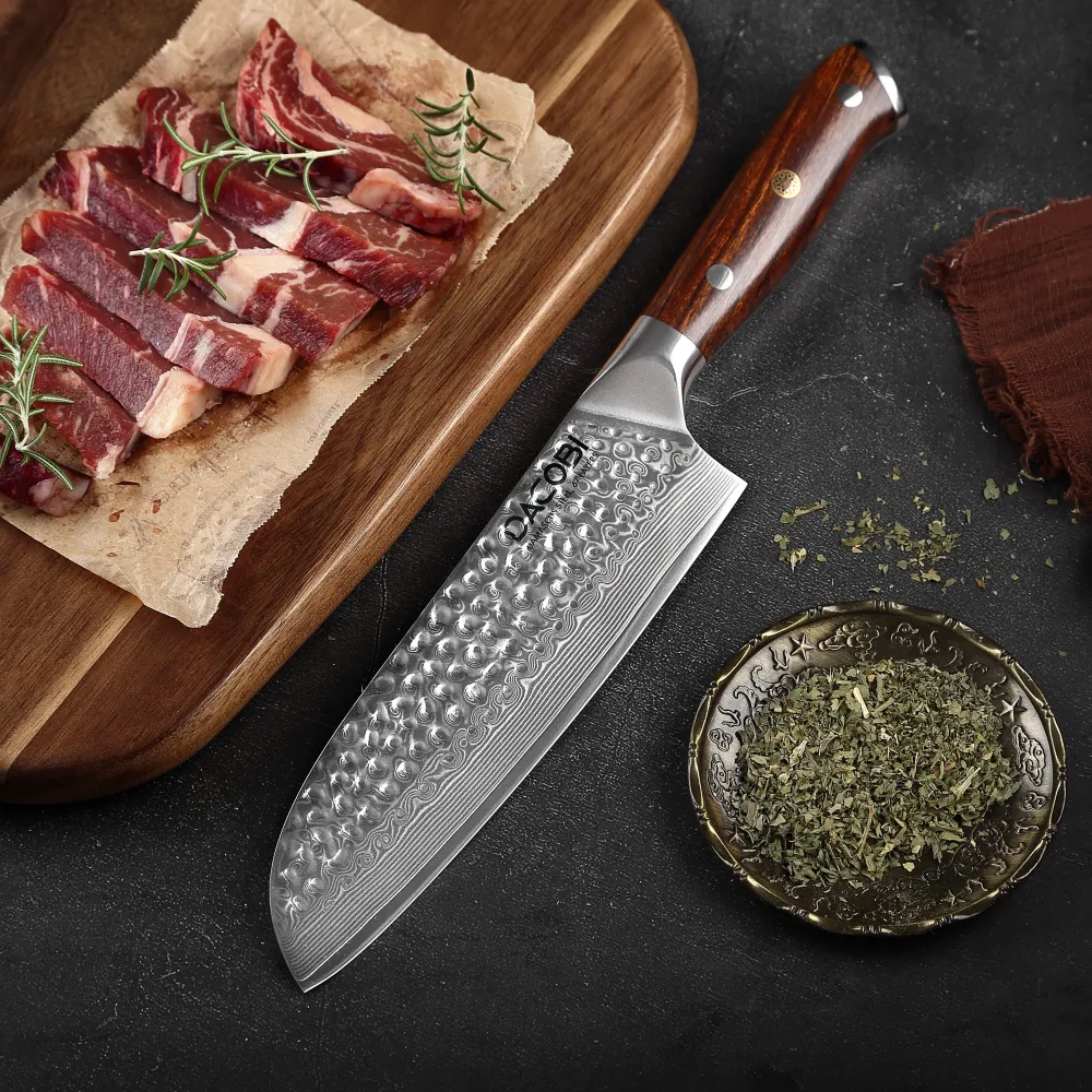 Professioneel Santoku mes C39, Damascus staal 67 lagen