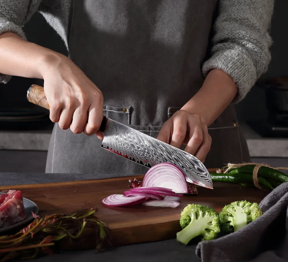 Professioneel Santoku mes C3, Damascus staal 67 lagen