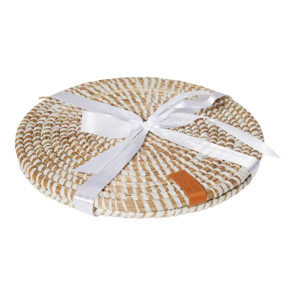 Return to Sender Placemats Ø 31 cm wit en naturel kaisagras - set van 2
