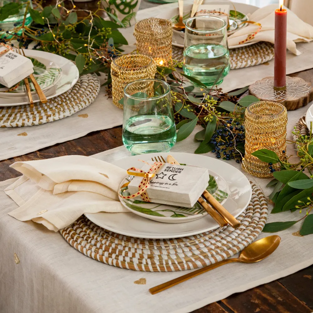 Return to Sender Placemats Ø 31 cm wit en naturel kaisagras - set van 2