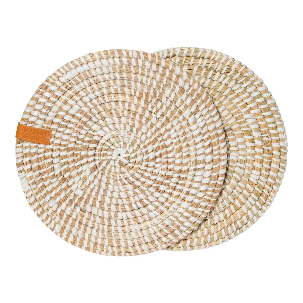 Return to Sender Placemats Ø 31 cm wit en naturel kaisagras - set van 2