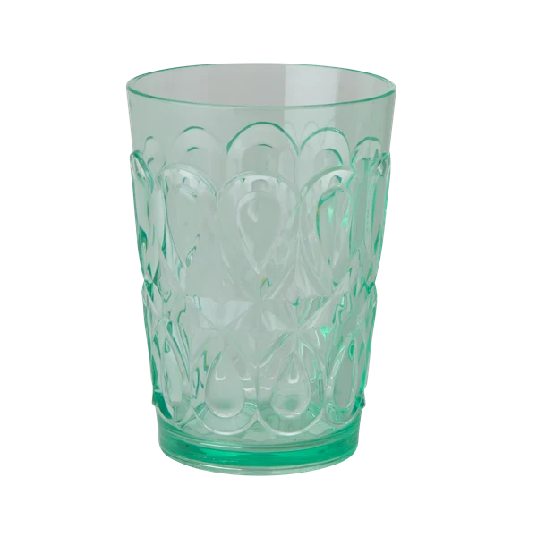 Rice Acrylic Tumbler Swirly Embossed Detail Pastel Green