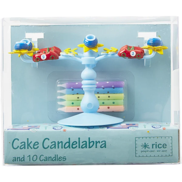 Rice Blue Candelabra Cake Decoration 10 Candles