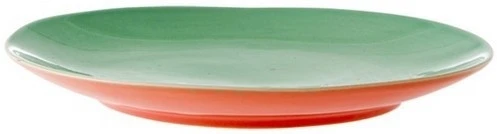 Rice Ceramic Two Tone Lunch Plate Aqua and Coral