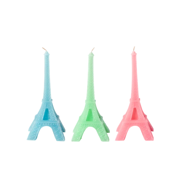 Rice Eiffel Tower Candle Assorted Colors Roze