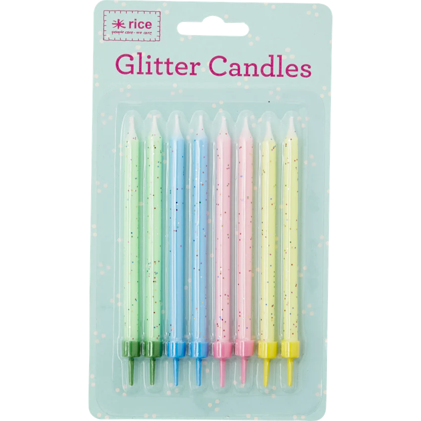 Rice 8 Long Cake Candles Glitters