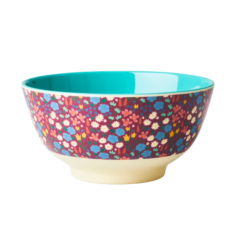 Rice medium melamine bowl poppies print