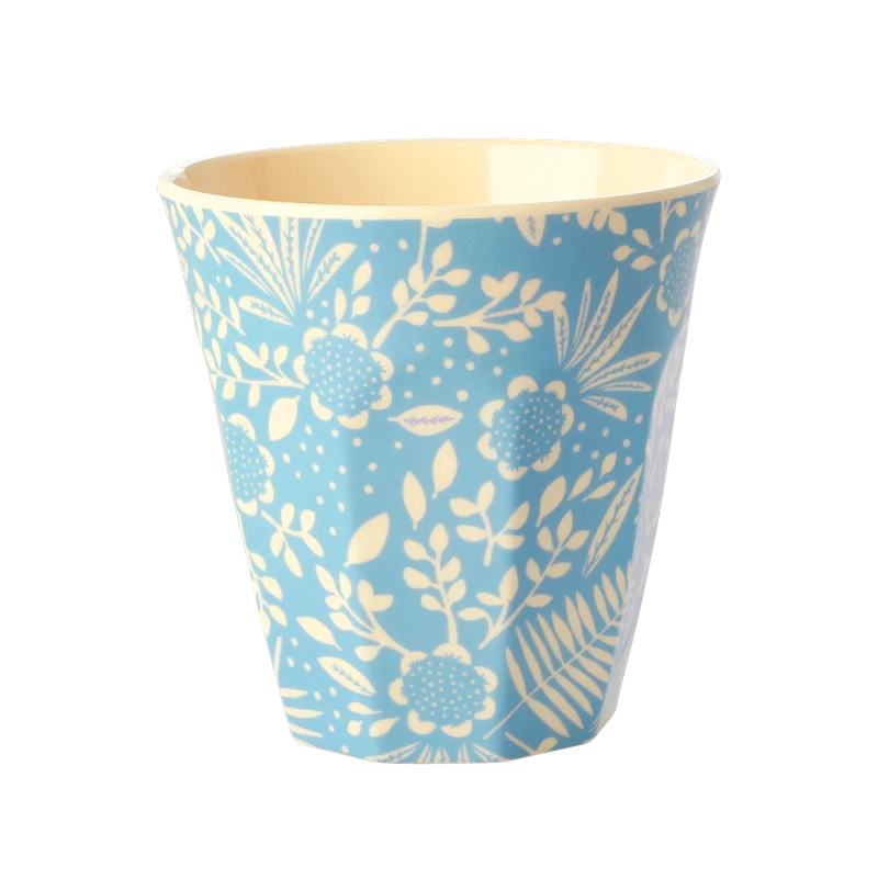 Rice medium melamine cup blue fern and flower print