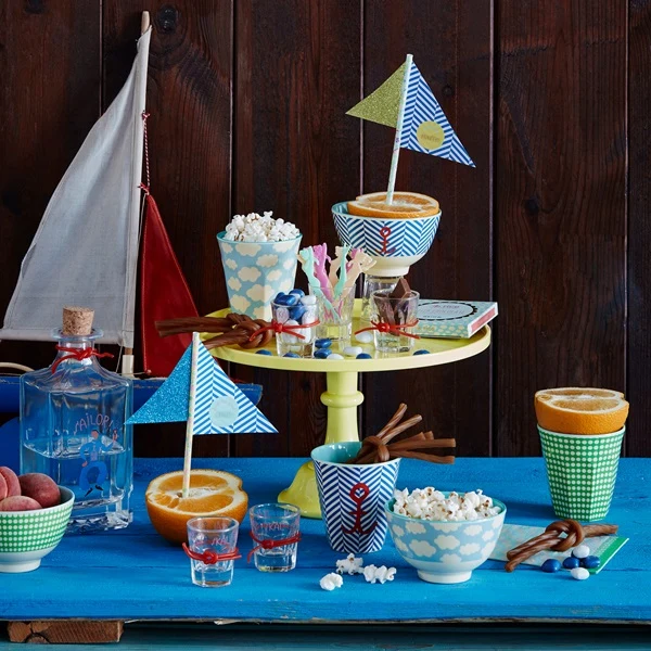 Rice medium melamine cup cloud print blue