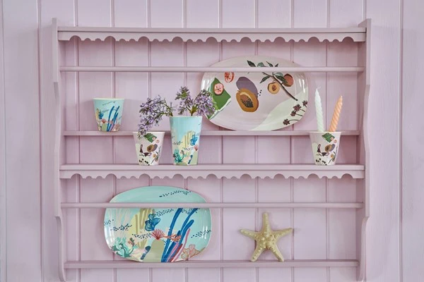 Rice medium melamine cup coral print
