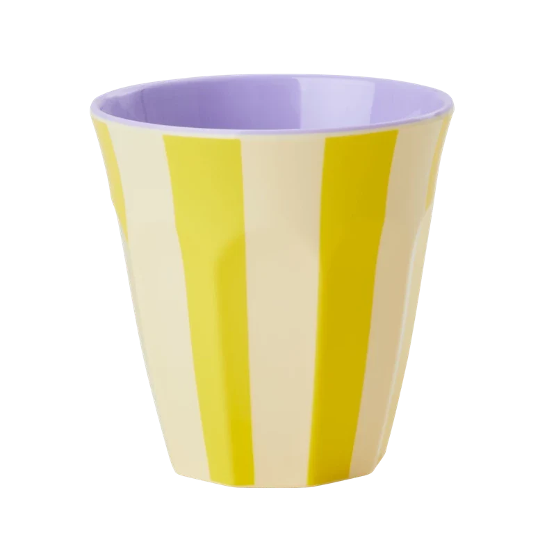 Rice medium melamine cup crème yellow stripes print
