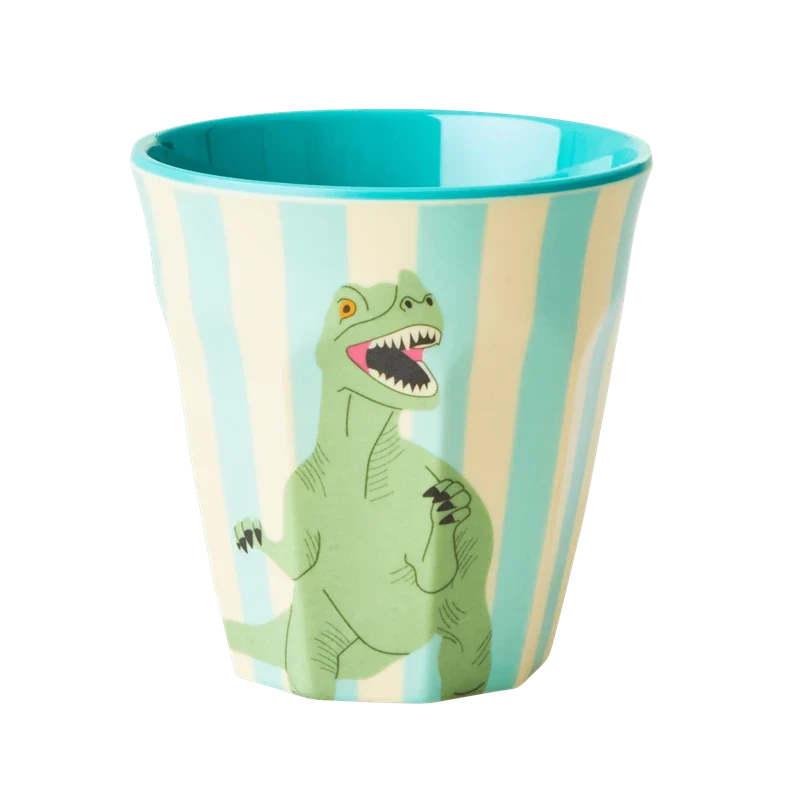 Rice medium melamine cup dino print soft blue