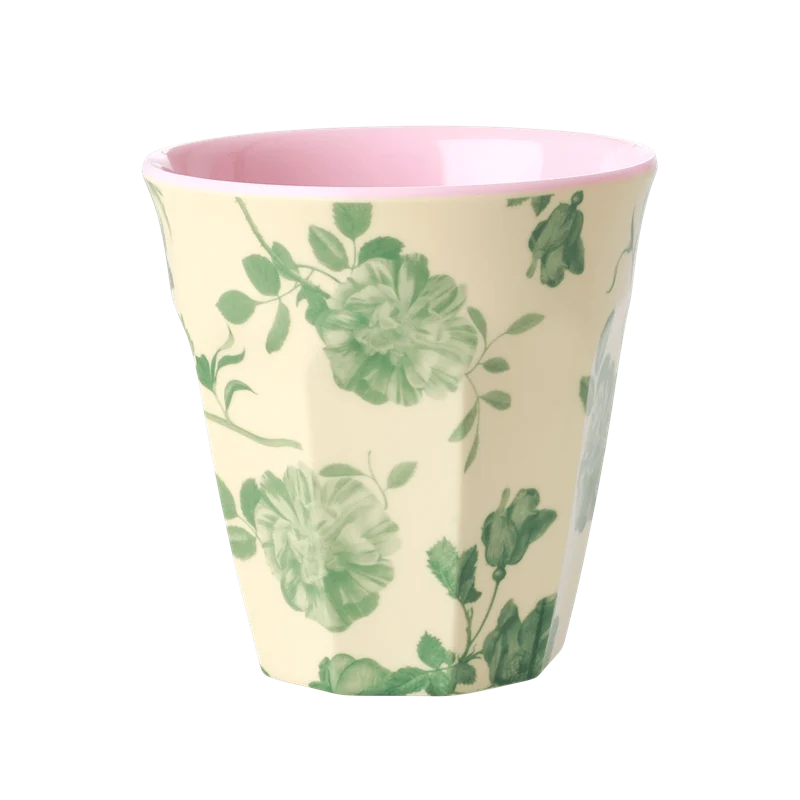 Rice medium melamine cup green rose print