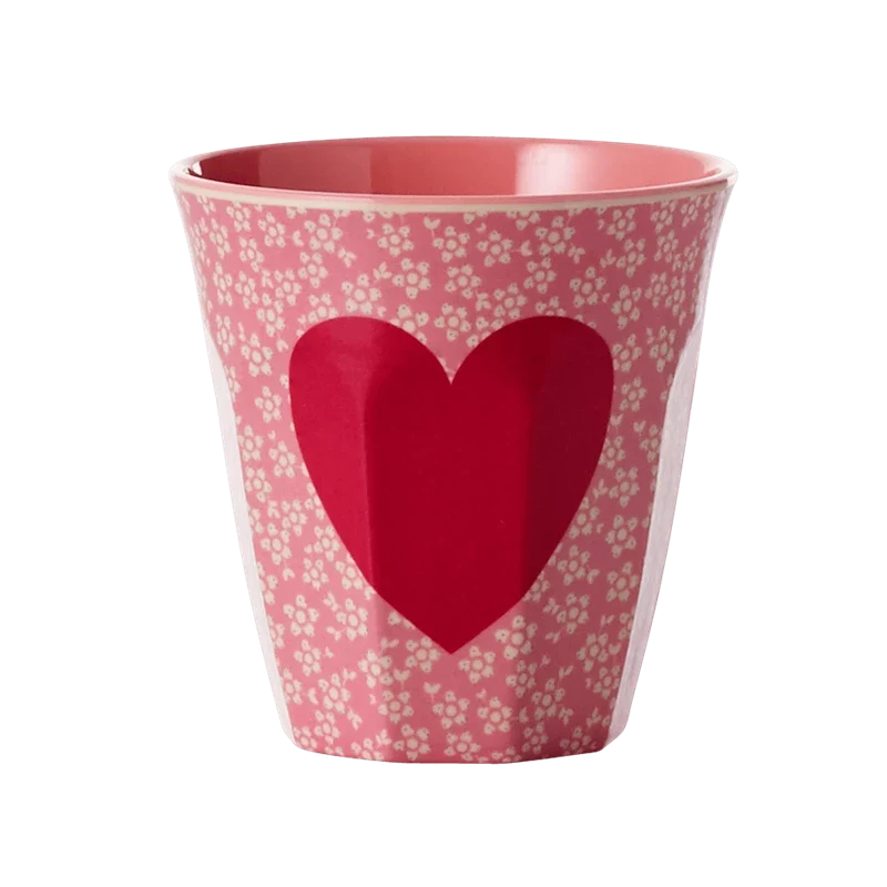 Rice medium melamine cup heart print