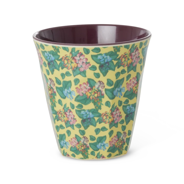 Rice medium melamine cup soft yellow Emma's print