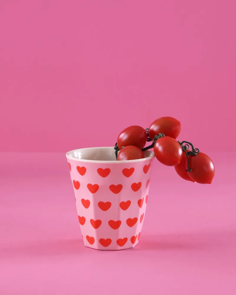 Rice medium melamine cup sweet hearts print