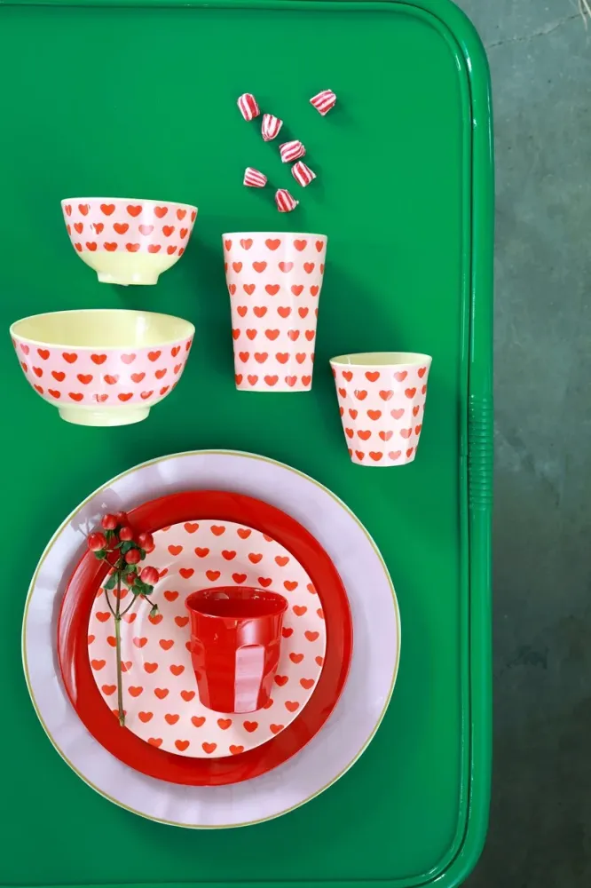 Rice medium melamine cup sweet hearts print