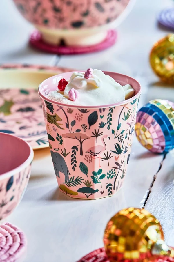 Rice melamine cup coral jungle animals print