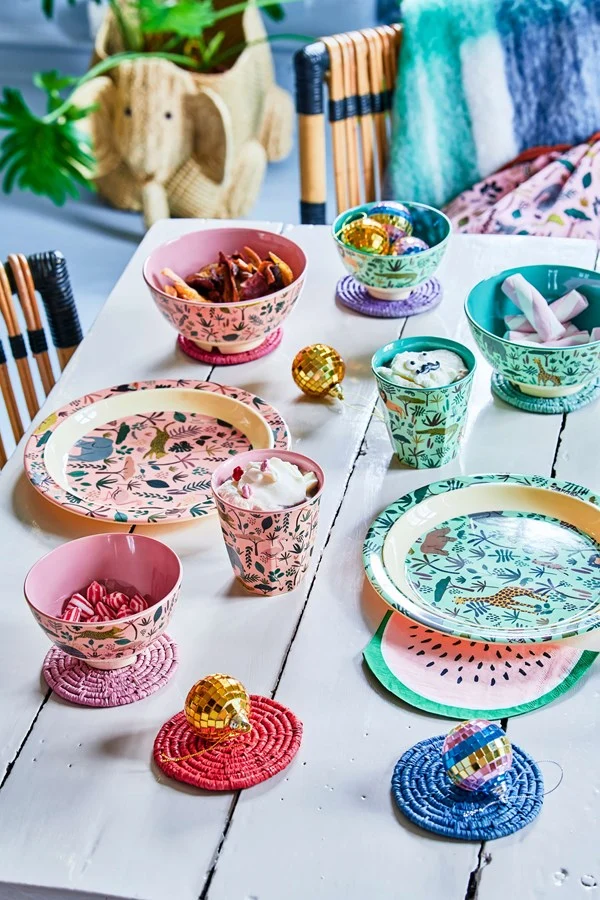 Rice melamine cup coral jungle animals print