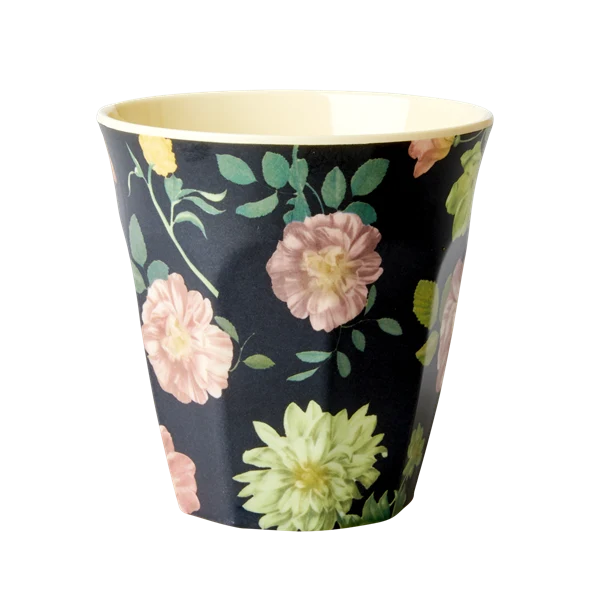 Rice Melamine Cup Dark Rose Print