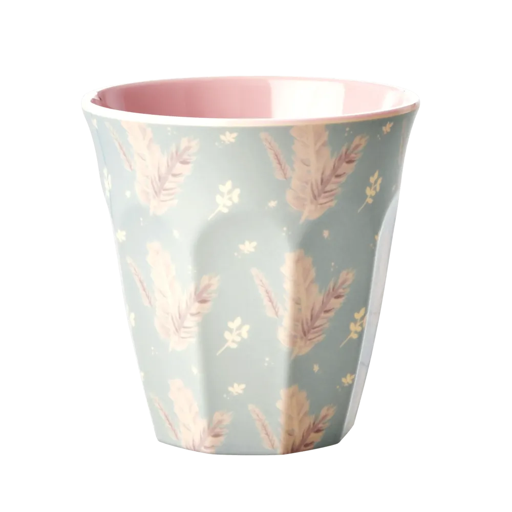 Rice Melamine Cup Feather Print
