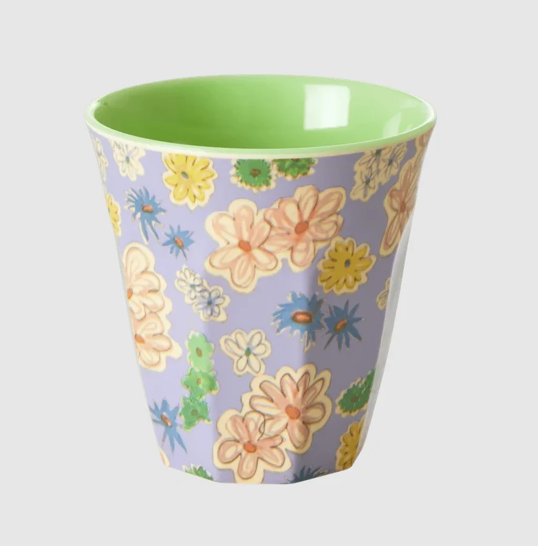 Rice melamine cup flower painting print medium