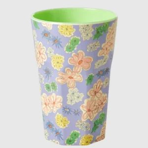 Rice melamine cup flower painting print tall