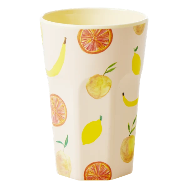 Rice Melamine Cup Happy Fruits Print Tall