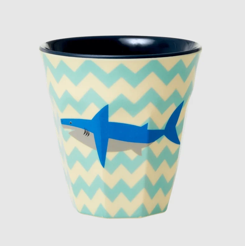 Rice melamine cup shark print medium