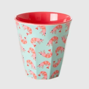 Rice melamine cup shrimp print medium