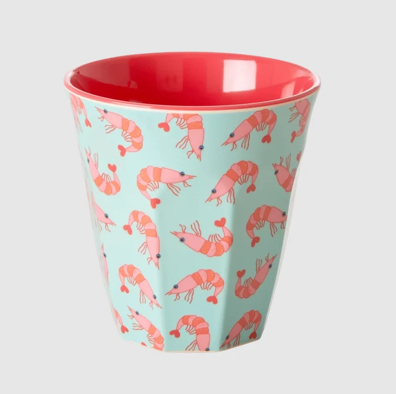 Rice melamine cup shrimp print medium