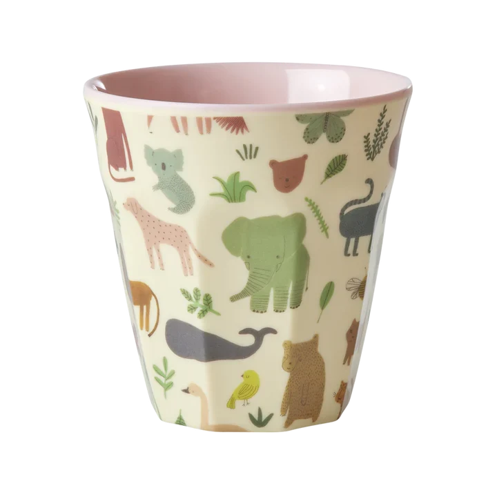 Rice melamine cup soft pink sweet jungle print
