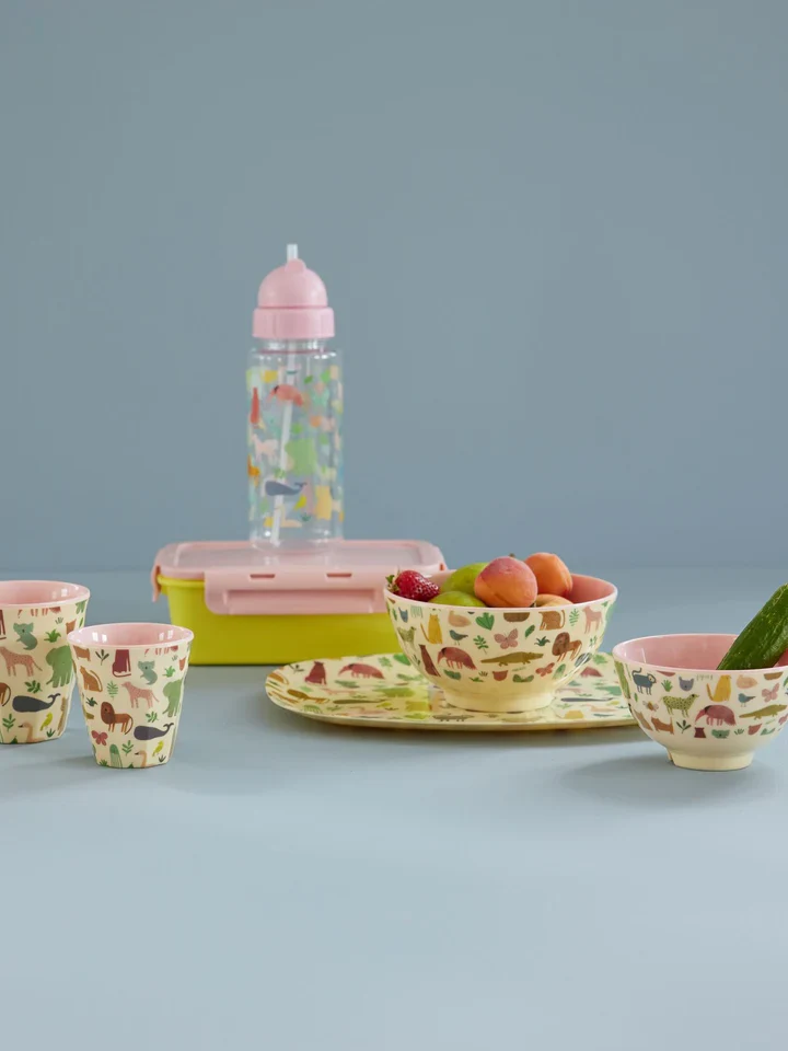 Rice melamine cup soft pink sweet jungle print