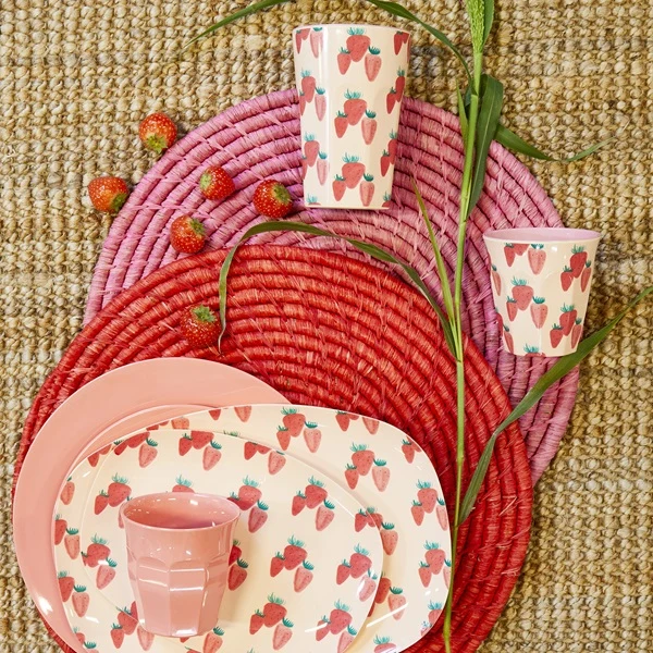 Rice Melamine Cup Strawberry Print