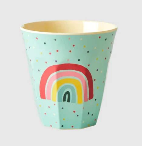Rice melamine kids cup rainbow print