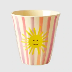 Rice melamine kids cup sunny print pink