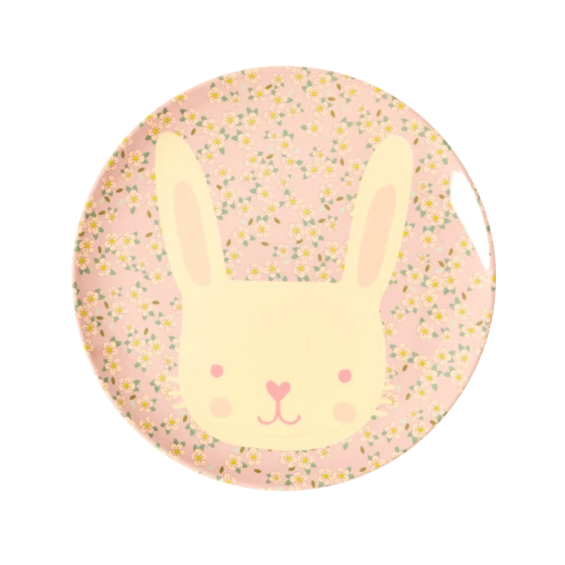 Rice melamine kids plate bunny print