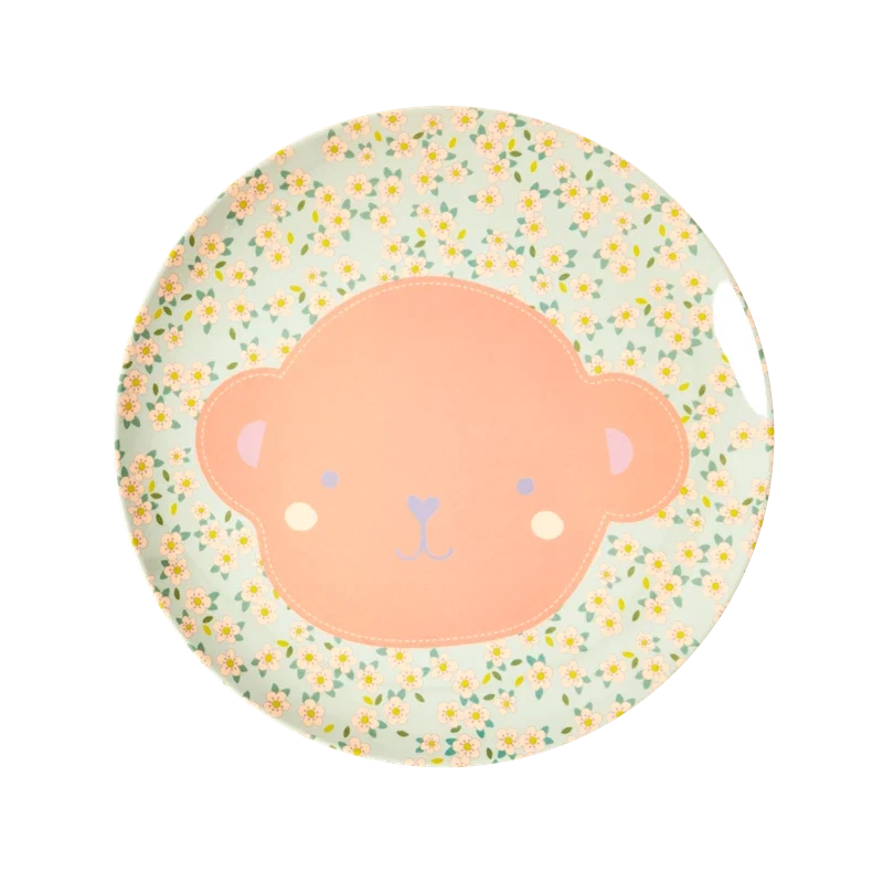 Rice melamine kids plate monkey print