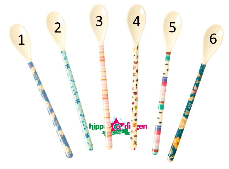 Rice melamine latte spoon 6 assorted colours 1