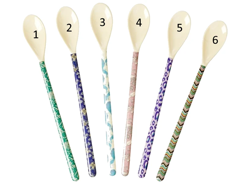 Rice Melamine Latte Spoon 6 Assorted LBC Prints 1