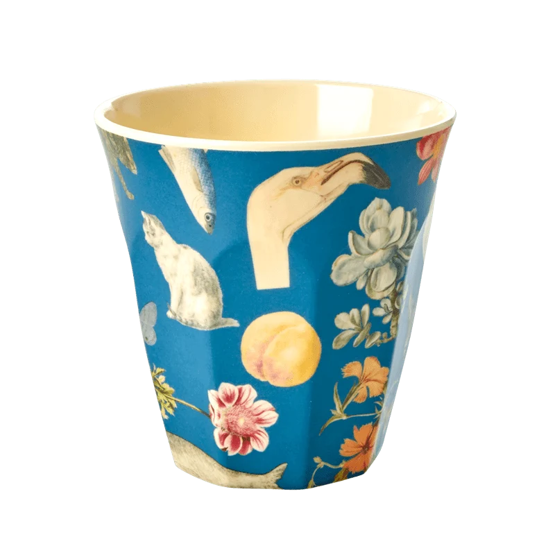 Rice melamine medium cup blue art print
