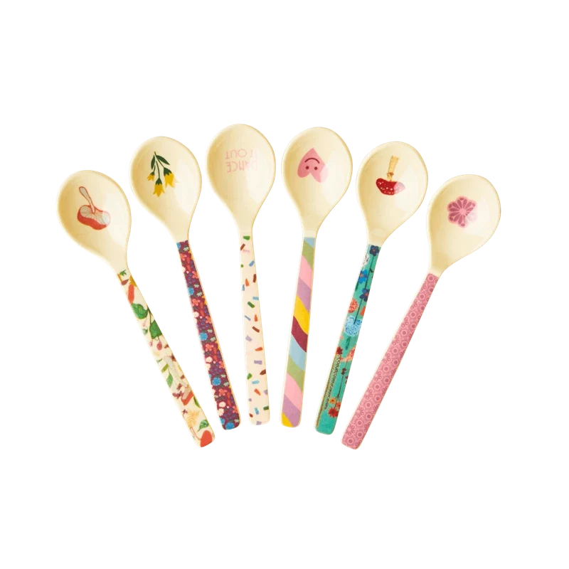 Rice melamine teaspoon 6 assorted dance it out prints